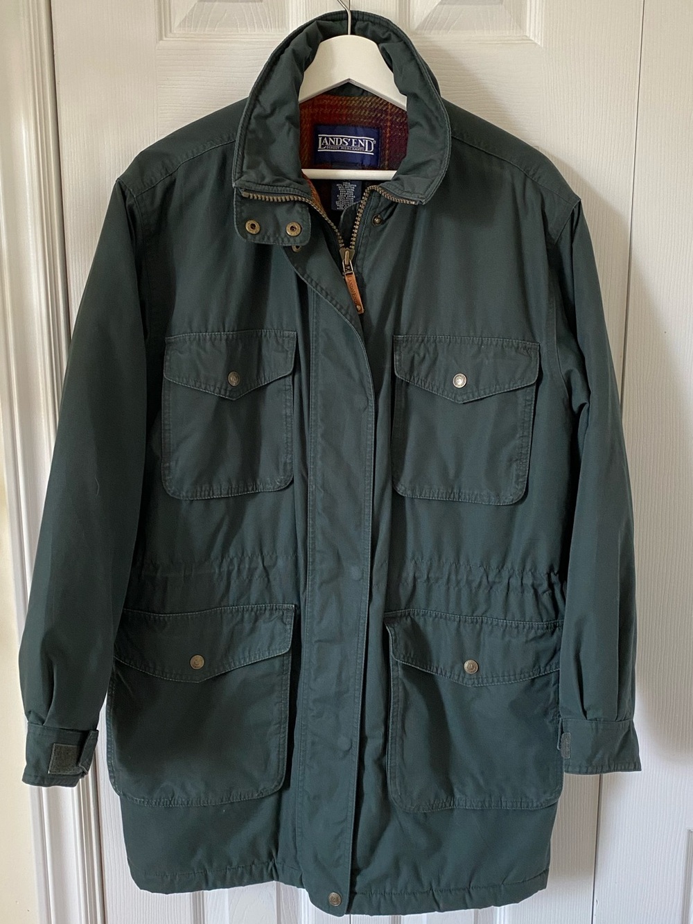 Lands' End Barn Field  Utility Coat Winter weight Wool lining Dark Green Reg Med